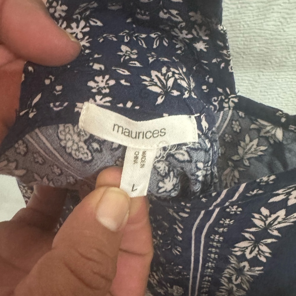 Maurices Dark Blue Floral Pattern Dress Sz Large - Picture 3 of 3
